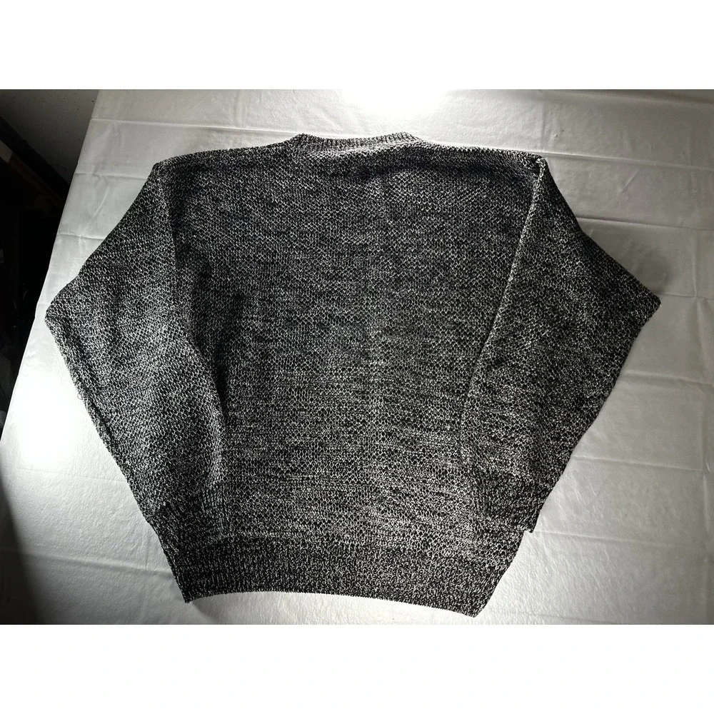 Generra Collection Sweater Men's Small Black‎ White Knit Crewneck Cotton Ramie